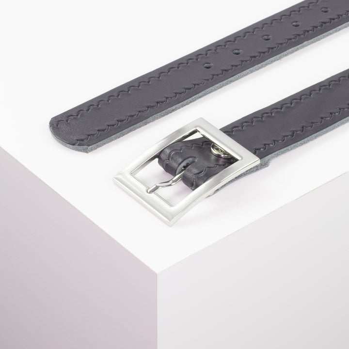 Ledergürtel 3,5cm mit Schnalle Sydney navi kleine Welle