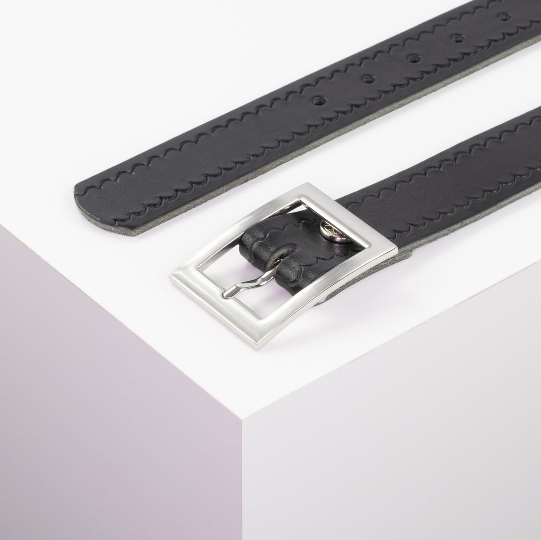 Ledergürtel 3,5cm mit Schnalle Sydney schwarz kleine Welle
