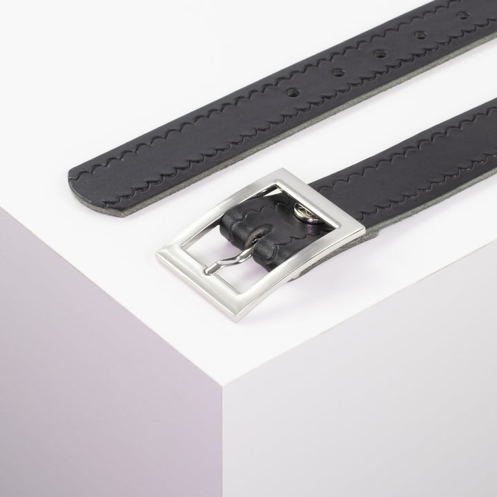 Ledergürtel 3,5cm mit Schnalle Sydney schwarz kleine Welle