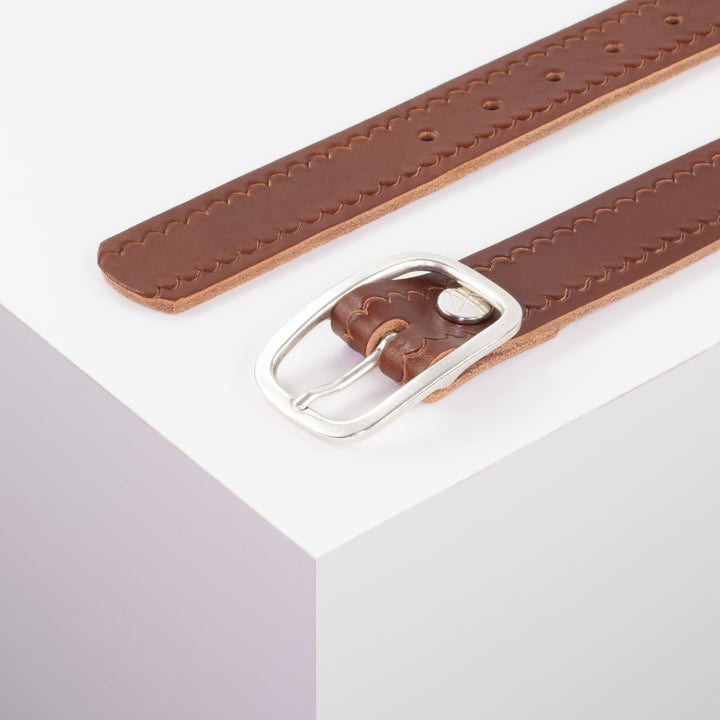 Ledergürtel 3,5cm mit Schnalle Vienna cognac kleine Welle