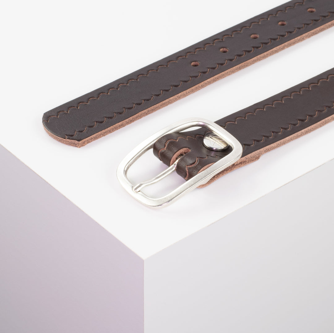 Ledergürtel 3,5cm mit Schnalle Vienna dunkelbraun kleine Welle