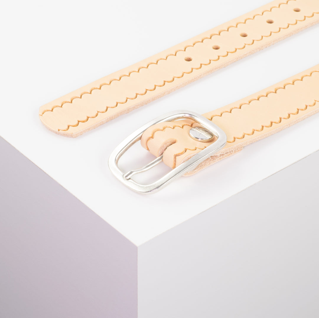 Ledergürtel 3,5cm mit Schnalle Vienna natur kleine Welle