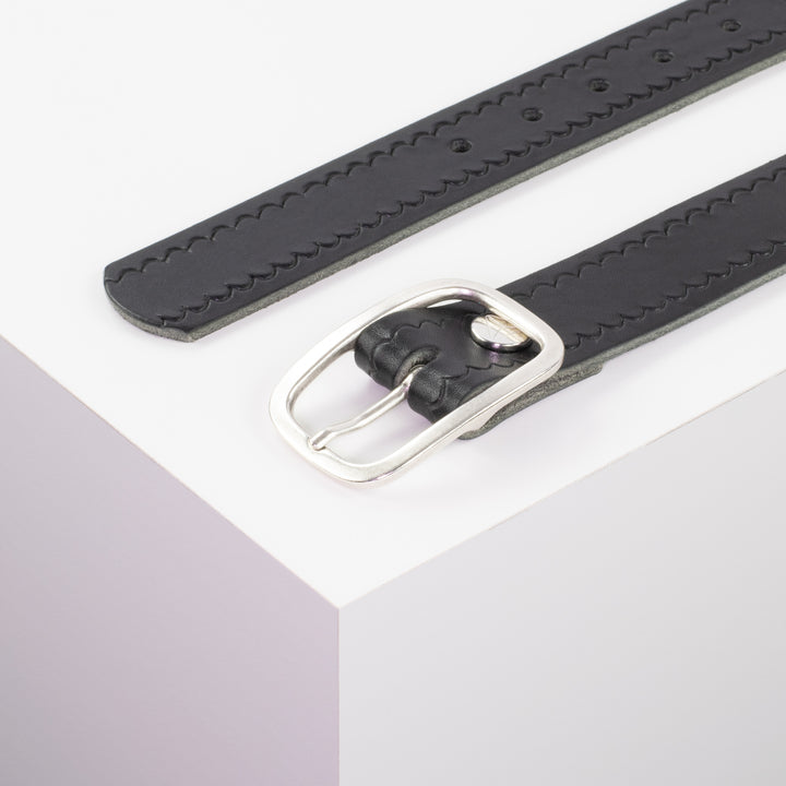 Ledergürtel 3,5cm mit Schnalle Vienna schwarz kleine Welle