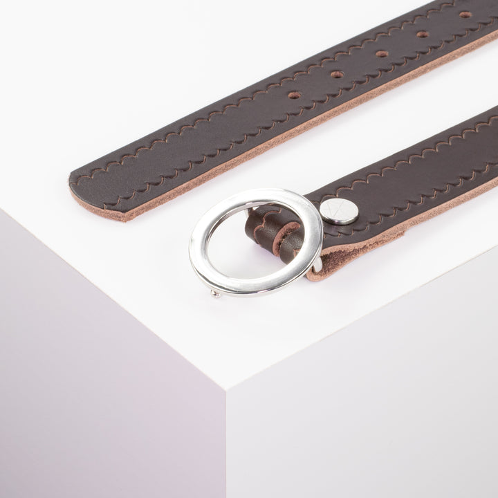 Ledergürtel 3,5cm mit Schnalle Ronda dunkelbraun kleine Welle