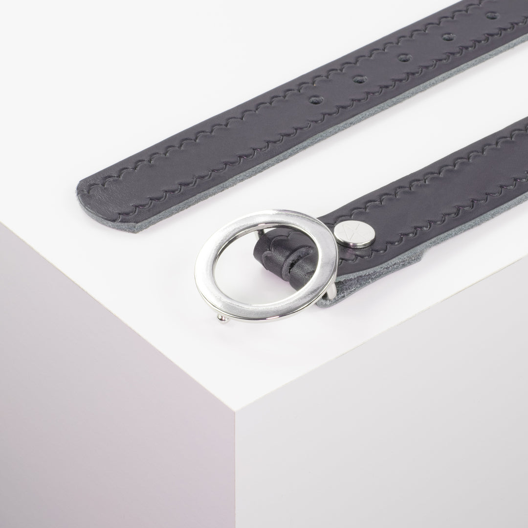 Ledergürtel 3,5cm mit Schnalle Ronda navi kleine Welle