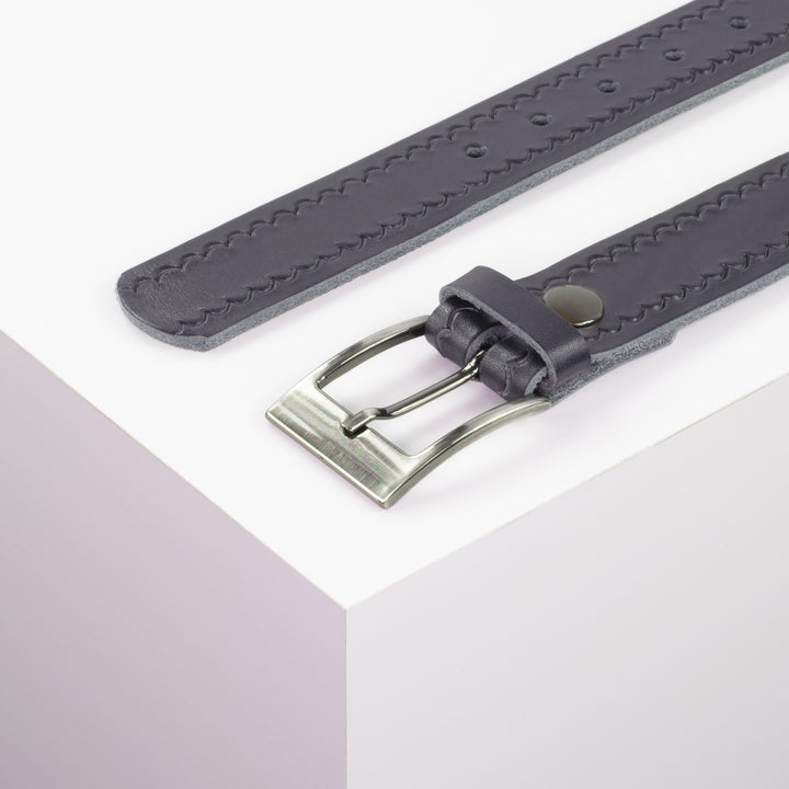 Ledergürtel 3,5cm mit Schnalle Barcelona navi kleine Welle