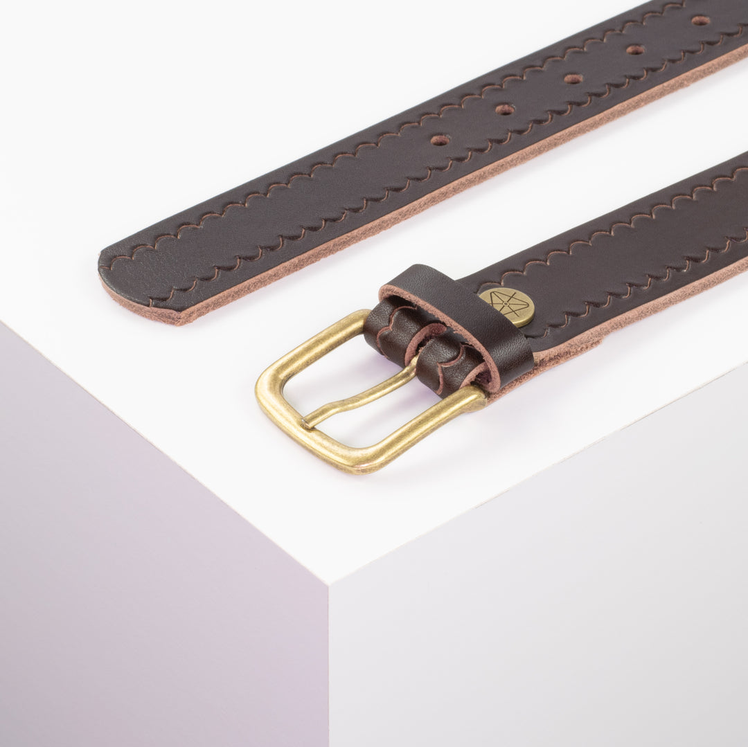 Ledergürtel 3,5cm mit Schnalle Granada dunkelbraun kleine Welle