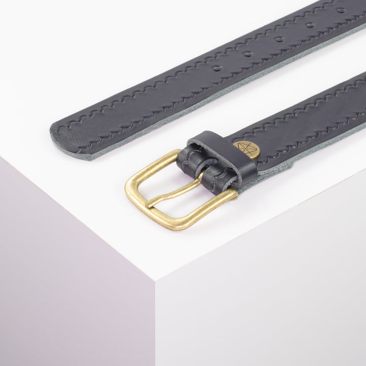Ledergürtel 3,5cm mit Schnalle Granada navi kleine Welle