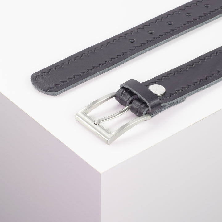 Ledergürtel 3,5cm mit Schnalle San Francisco navi kleine Welle