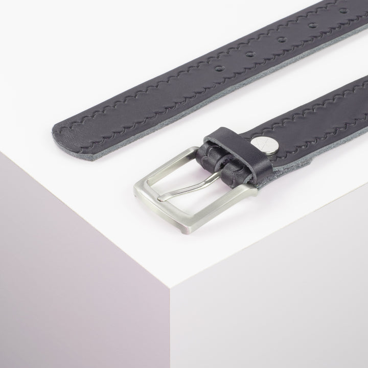 Ledergürtel 3,5cm mit Schnalle Frankfurt navi kleine Welle