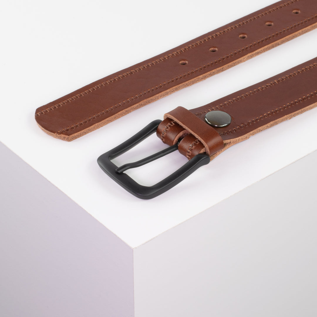 Ledergürtel 3,5cm mit Schnalle Rio cognac Reißverschluss