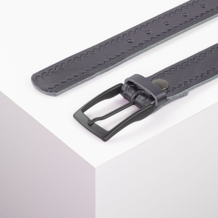 Ledergürtel 3,5cm mit Schnalle Cape Town navi kleine Welle