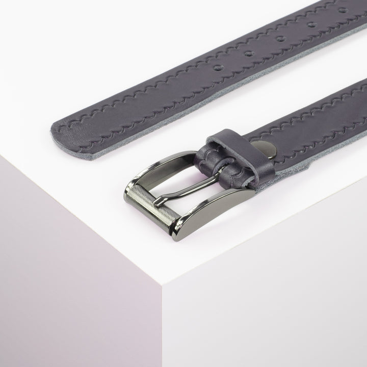 Ledergürtel 3,5cm mit Schnalle Zürich navi kleine Welle