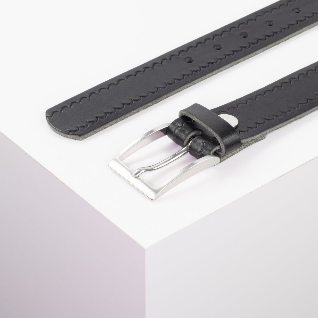 Ledergürtel 3,5cm mit Schnalle Los Angeles schwarz kleine Welle