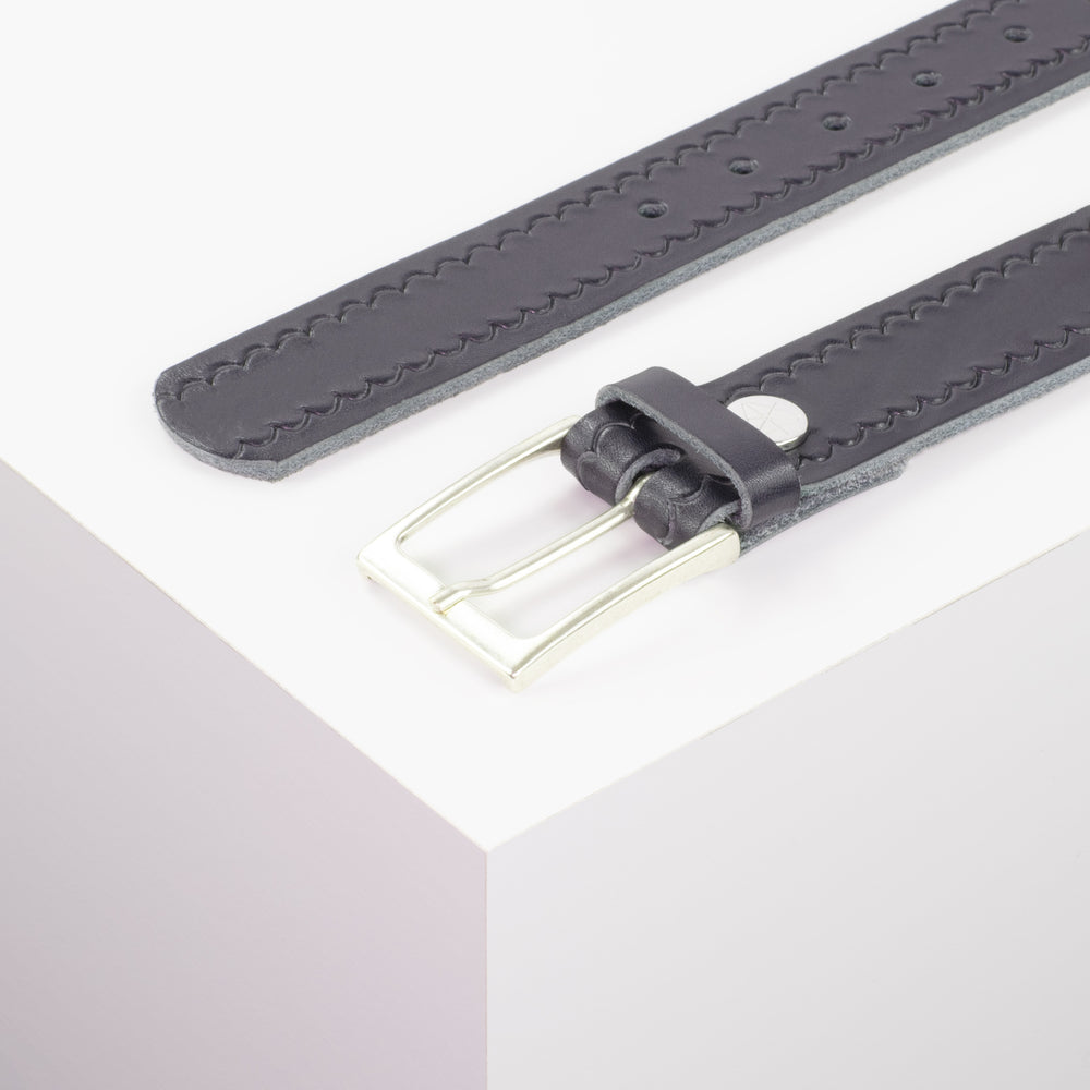 Ledergürtel 3,5cm mit Schnalle San Sebastian navi kleine Welle