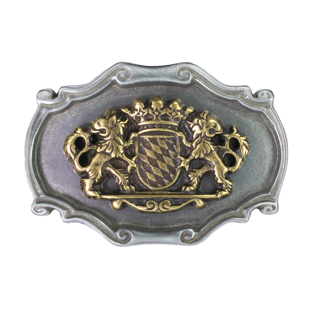 Gürtelschnalle 4cm Bayern Tracht bicolor