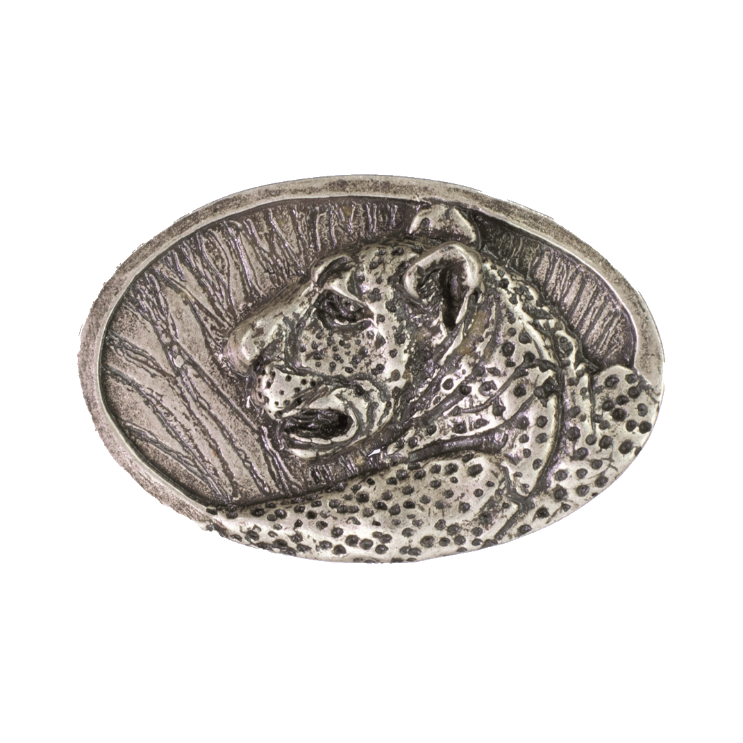 Gürtelschnalle 4cm Leopard silber