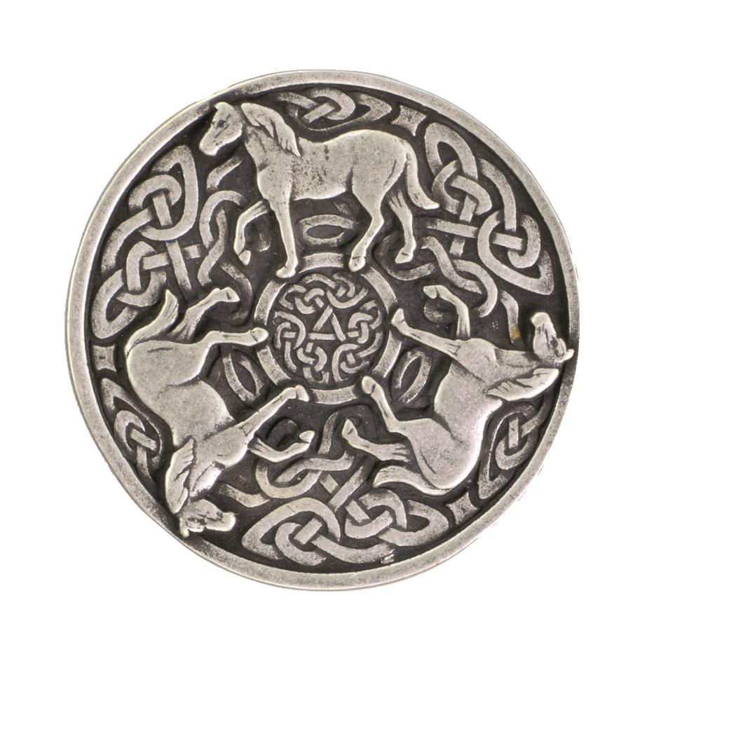 Gürtelschnalle 4cm Pferd rund silber