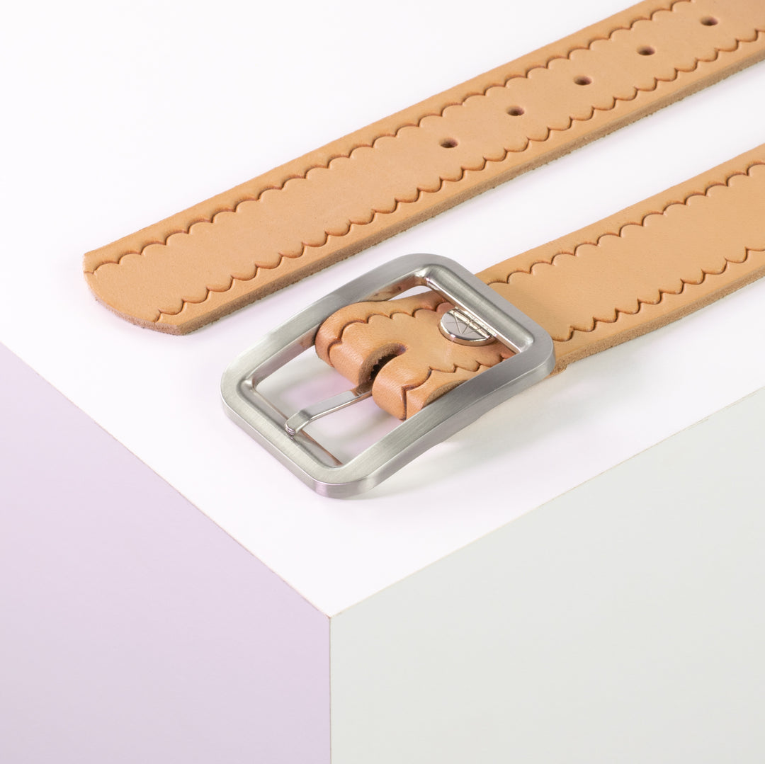 Ledergürtel 4cm mit Schnalle Munich natur kleine Welle