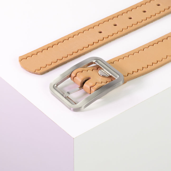 Ledergürtel 4cm mit Schnalle Munich natur kleine Welle