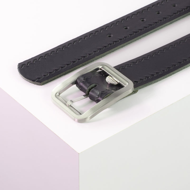 Ledergürtel 4cm mit Schnalle Munich navi kleine Welle