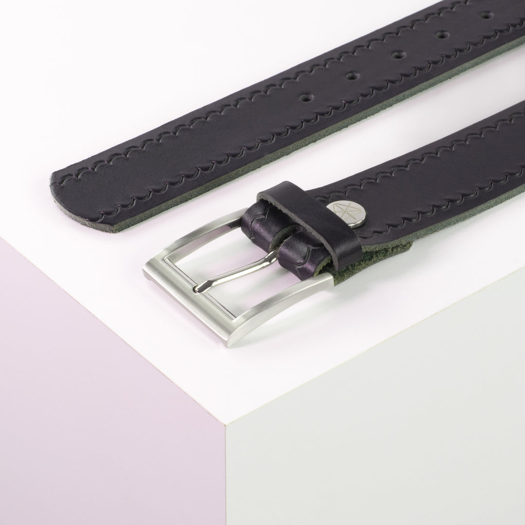Ledergürtel 4cm mit Schnalle Milano navi kleine Welle