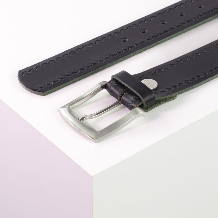 Ledergürtel 4cm mit Schnalle Bangkok navi kleine Welle