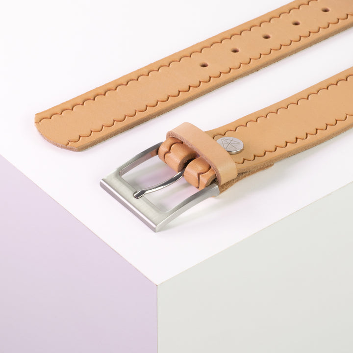 Ledergürtel 4cm mit Schnalle Copenhagen natur kleine Welle