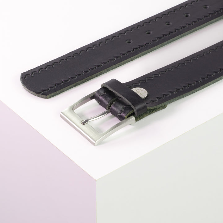 Ledergürtel 4cm mit Schnalle Copenhagen navi kleine Welle