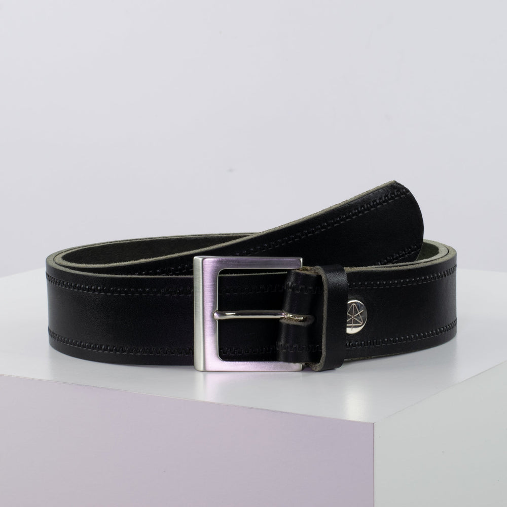 Ledergürtel 4cm mit Schnalle Graz silber glänzend schwarz Reißverschluss