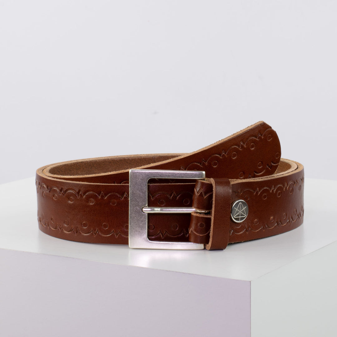 Ledergürtel 4cm mit Schnalle Odessa silber cognac Lochwelle