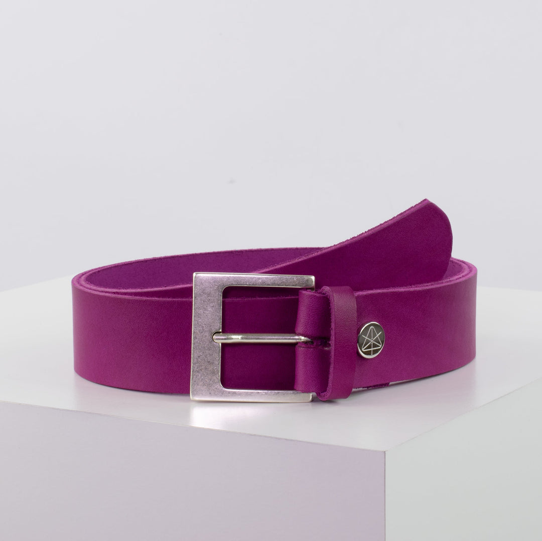 Ledergürtel 4cm mit Schnalle Odessa silber pink ohne Muster