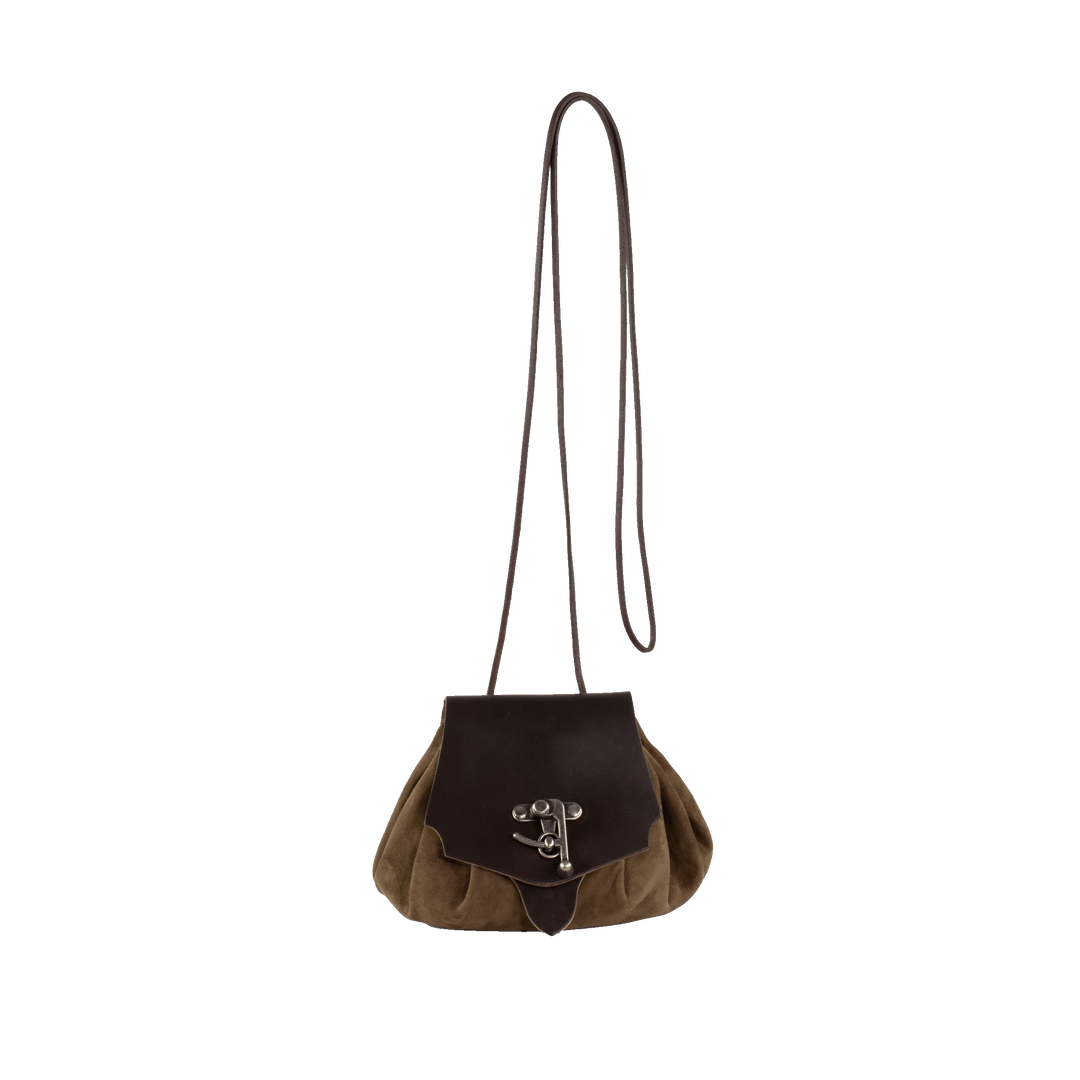 Hand- &amp; Gürteltasche Größe M hellbraun Velourseder
