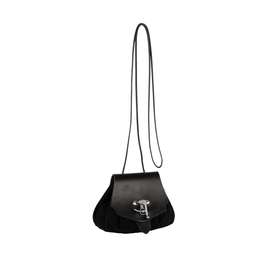 Hand- &amp; Gürteltasche Größe M schwarz Veloursleder