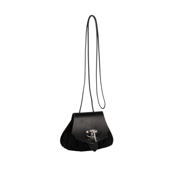 Hand- &amp; Gürteltasche Größe M schwarz Veloursleder