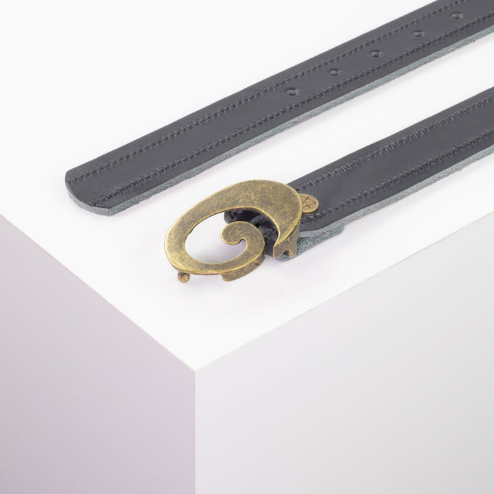 Ledergürtel 3cm mit Schnalle Schnecke messing navi Reißverschluss