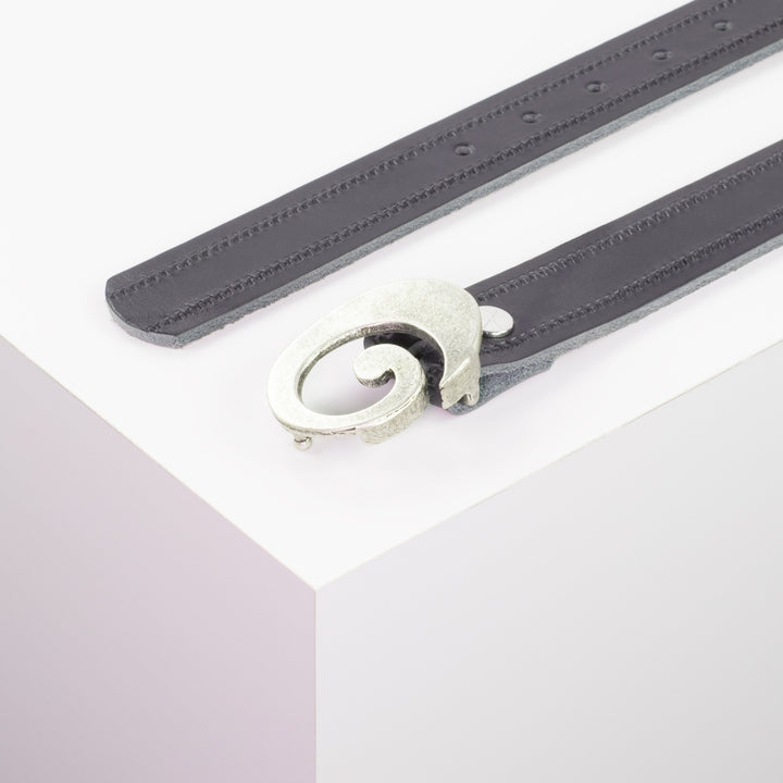Ledergürtel 3cm mit Schnalle Schnecke silber matt navi Reißverschluss