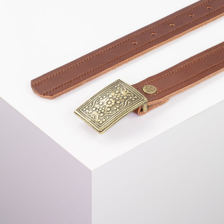 Ledergürtel 3cm mit Schnalle Kitzbühel messing cognac Reißverschluss