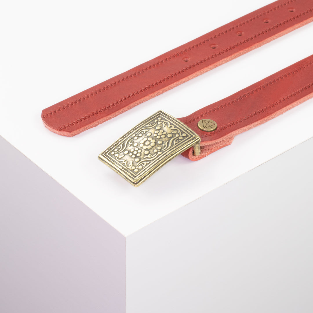 Ledergürtel 3cm mit Schnalle Kitzbühel messing rot Reißverschluss