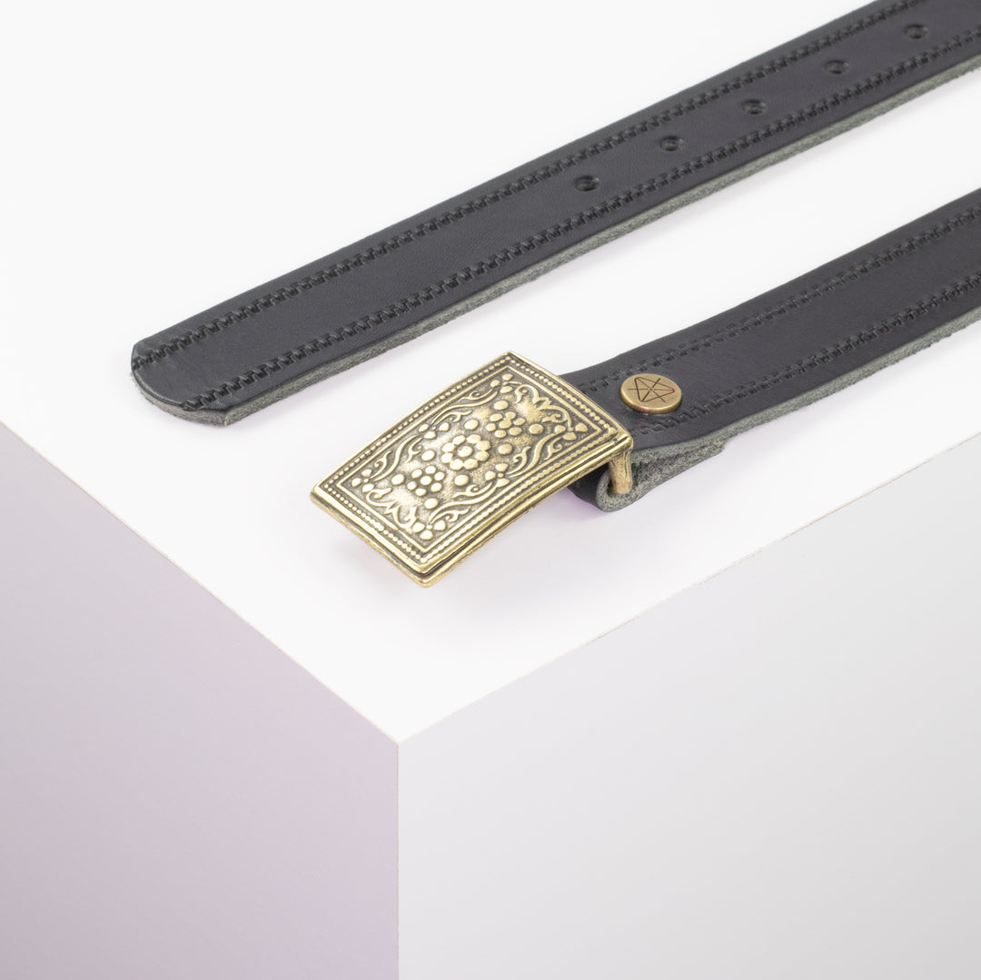 Ledergürtel 3cm mit Schnalle Kitzbühel messing schwarz Reißverschluss