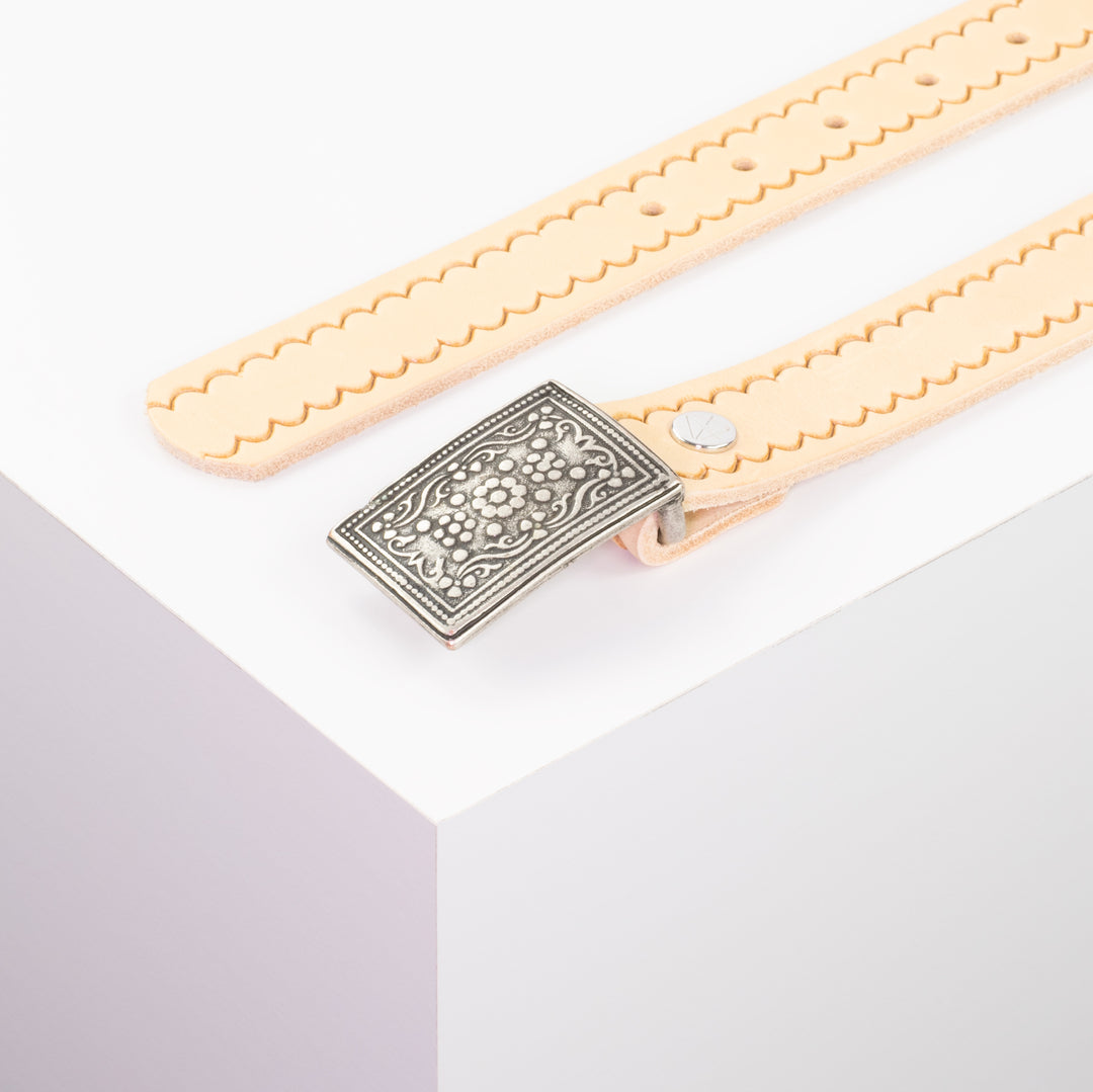 Ledergürtel 3cm mit Schnalle Kitzbühel silber natur kleine Welle