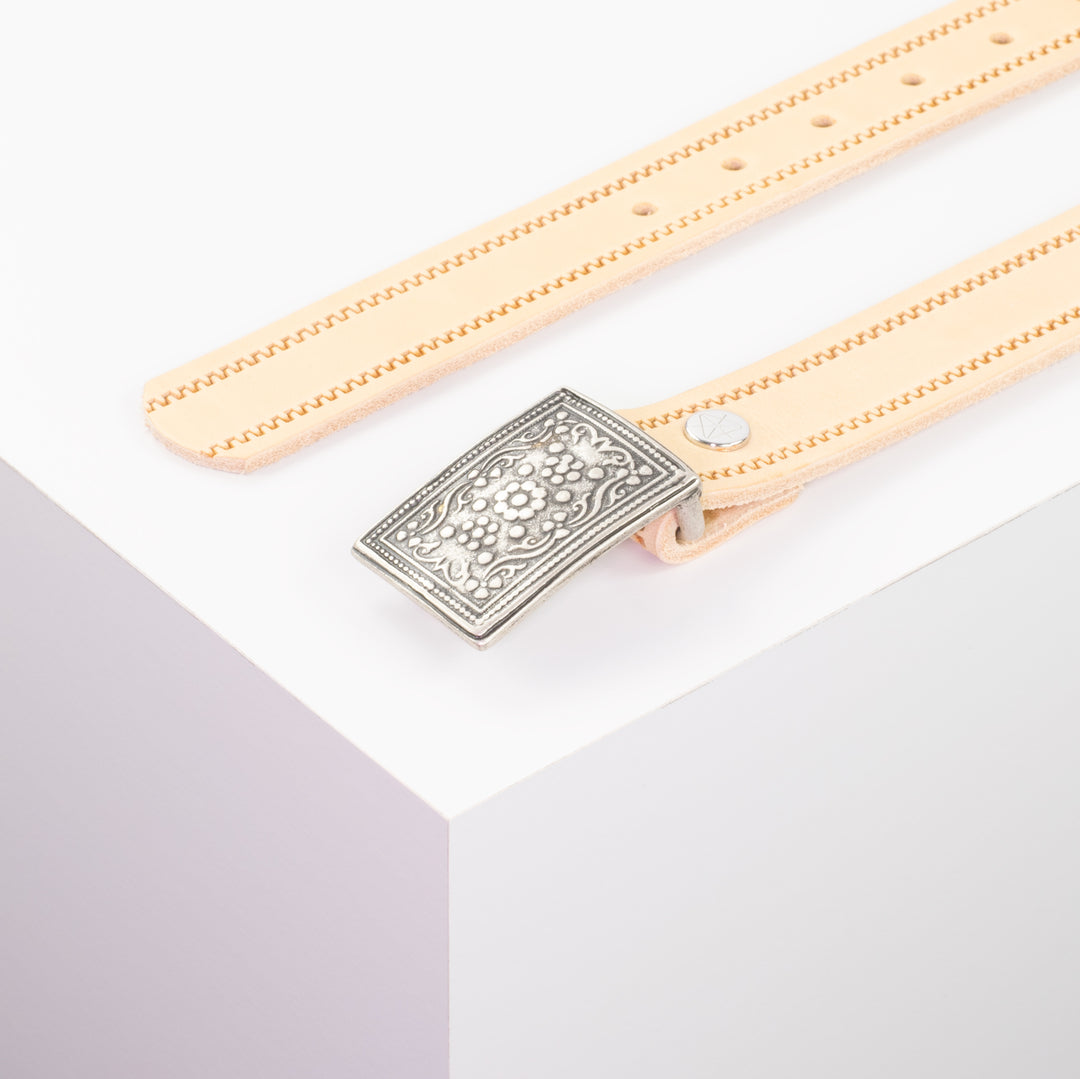 Ledergürtel 3cm mit Schnalle Kitzbühel silber natur Reißverschluss