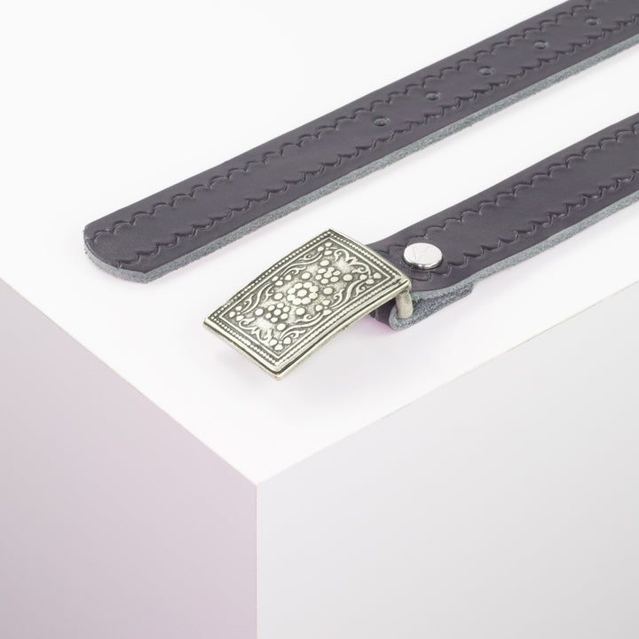 Ledergürtel 3cm mit Schnalle Kitzbühel silber navi kleine Welle