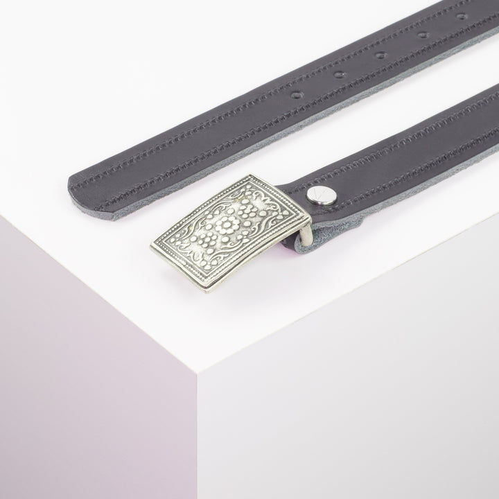 Ledergürtel 3cm mit Schnalle Kitzbühel silber navi Reißverschluss