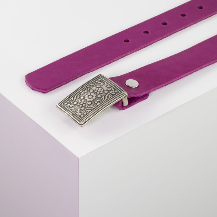 Ledergürtel 3cm mit Schnalle Kitzbühel silber pink ohne Muster