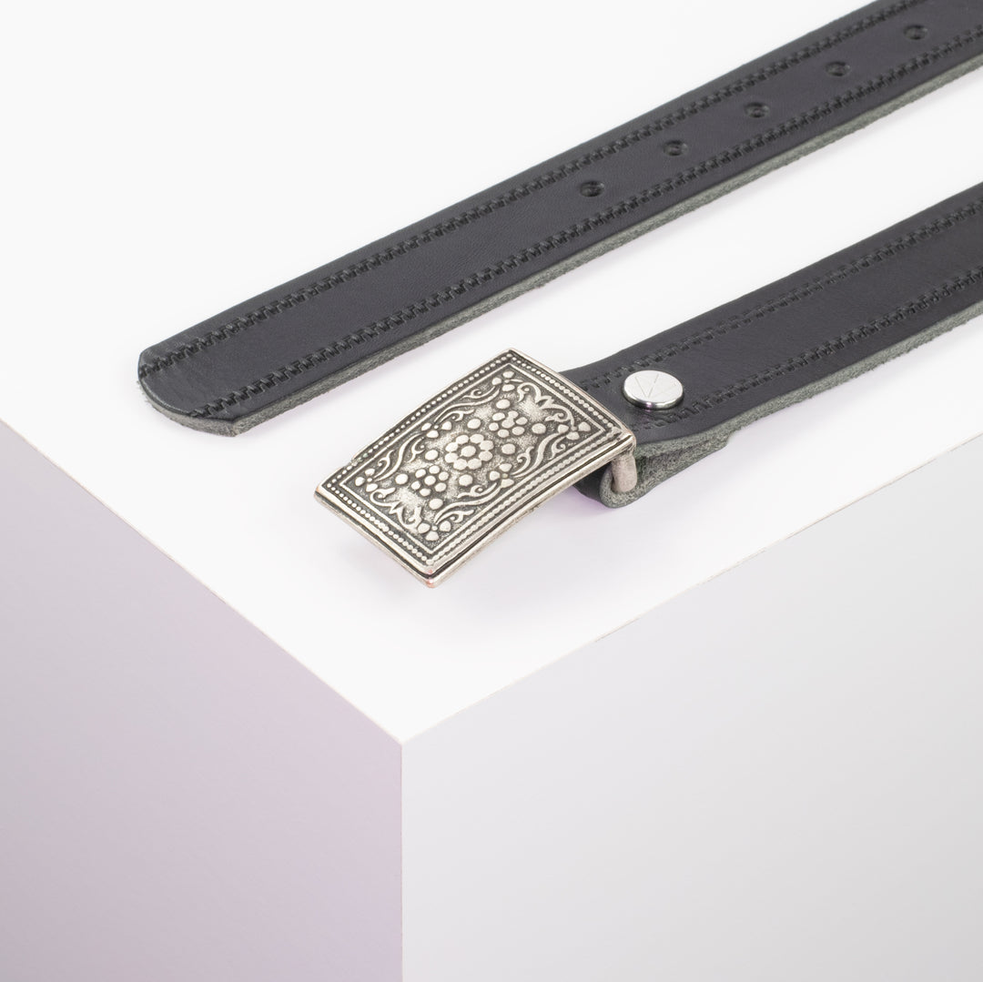 Ledergürtel 3cm mit Schnalle Kitzbühel silber schwarz Reißverschluss