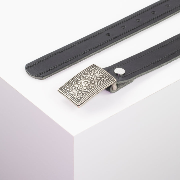 Ledergürtel 3cm mit Schnalle Kitzbühel silber schwarz Reißverschluss