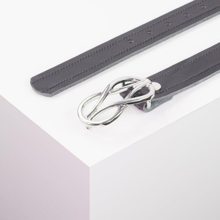 Ledergürtel 3cm mit Schnalle Havanna silber glänzend navi Reißverschluss