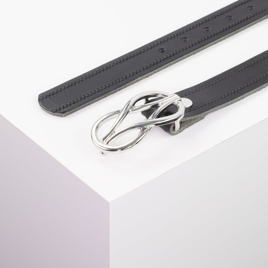 Ledergürtel 3cm mit Schnalle Havanna silber glänzend schwarz Reißverschluss