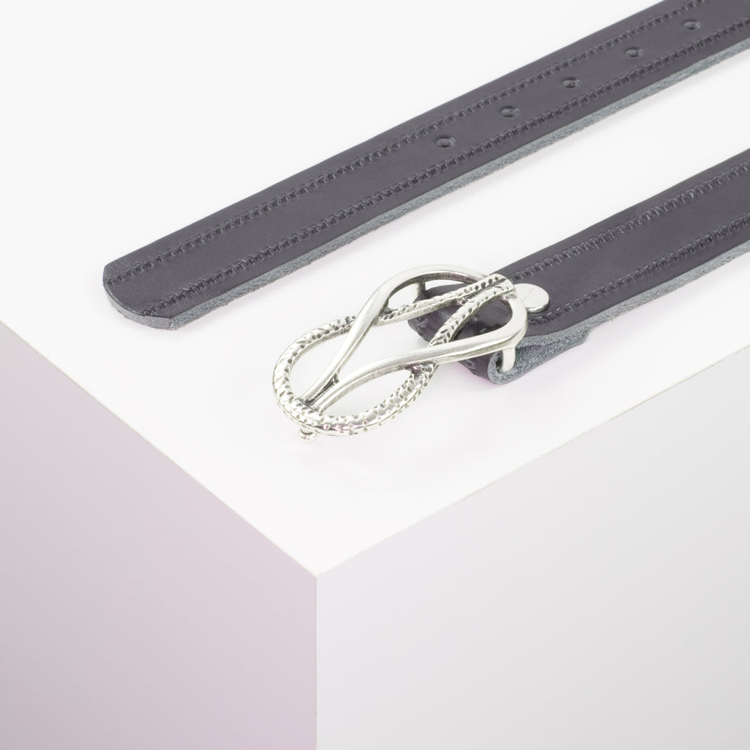 Ledergürtel 3cm mit Schnalle Havanna silber matt navi Reißverschluss